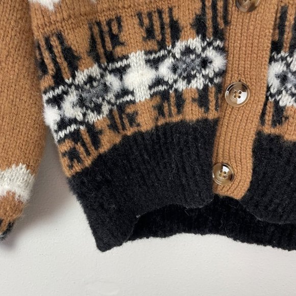 Ann Taylor Woman's‎ Sz XS Brown and Black Fair Isle Boyfriend Cardigan Sweater - Picture 3 of 10